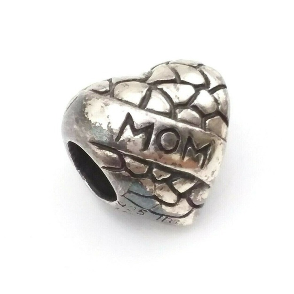 Heart Shaped Charm Bead Sterling Silver Mom Bracelet Charms Bead